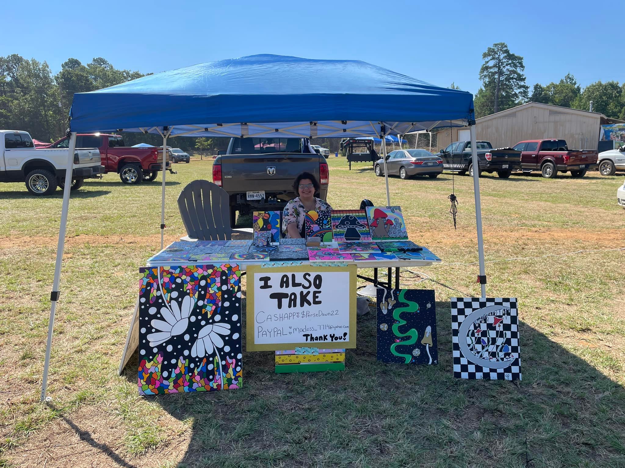Colorful vendor displays at Henderson Trade Days East Texas