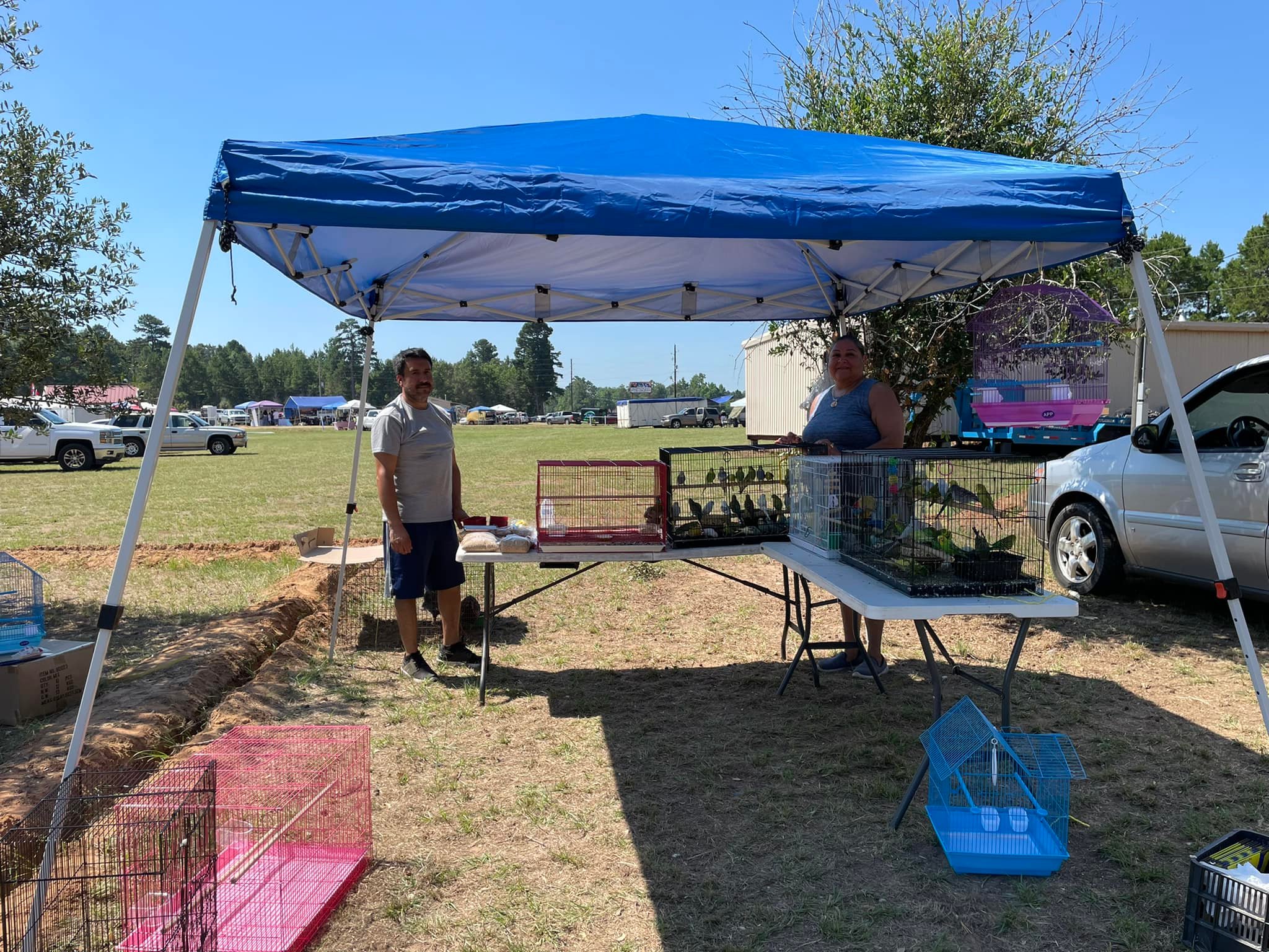 Shoppers browsing vendor booths at Henderson Trade Days flea market in Henderson, Texas